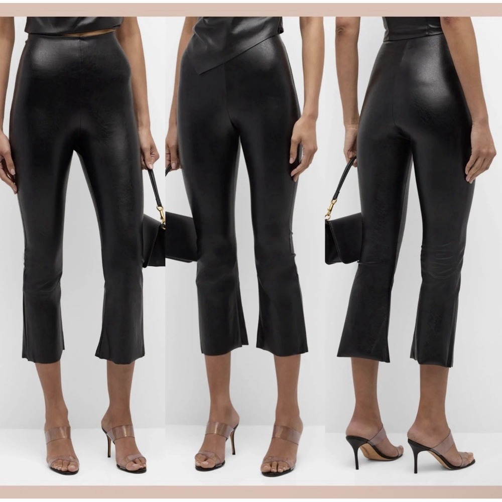 Commando faux leather Cropped flare leggings sz L black pull on